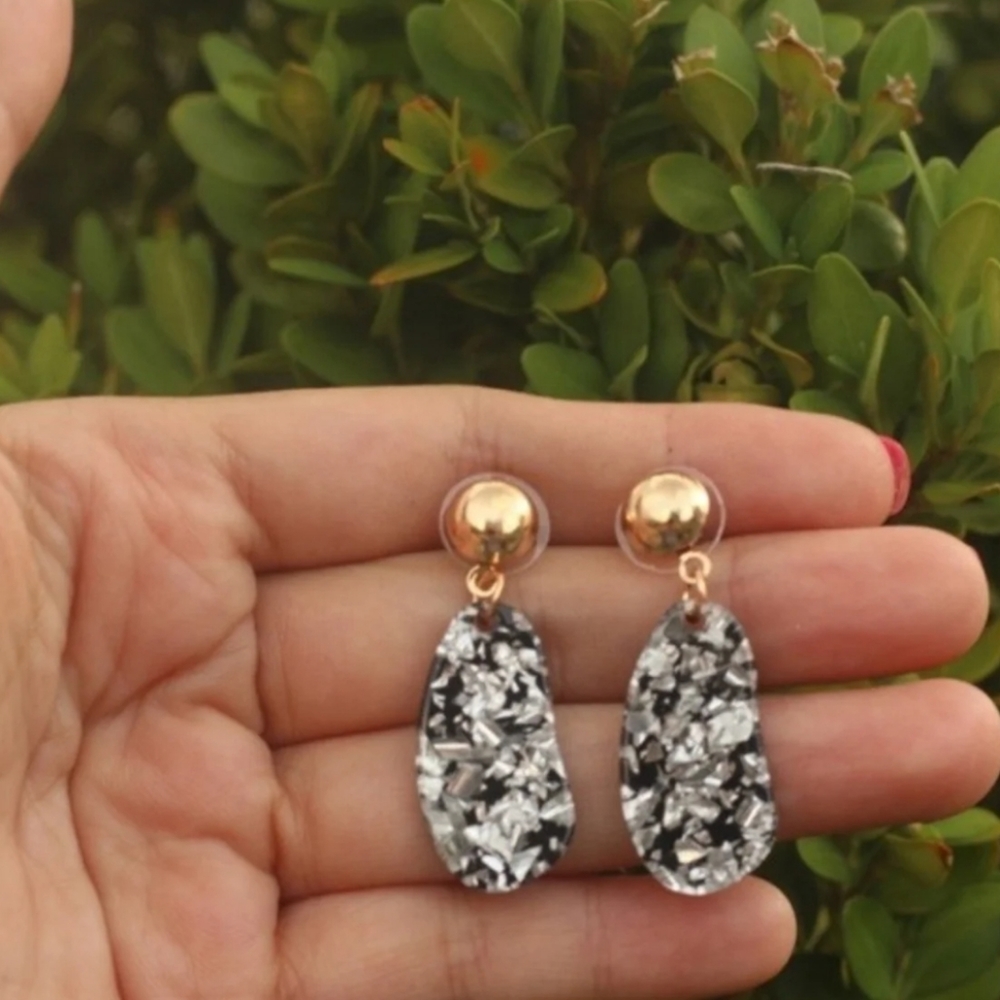 New resin Earrings‎ silver gold Acrylic dangling
